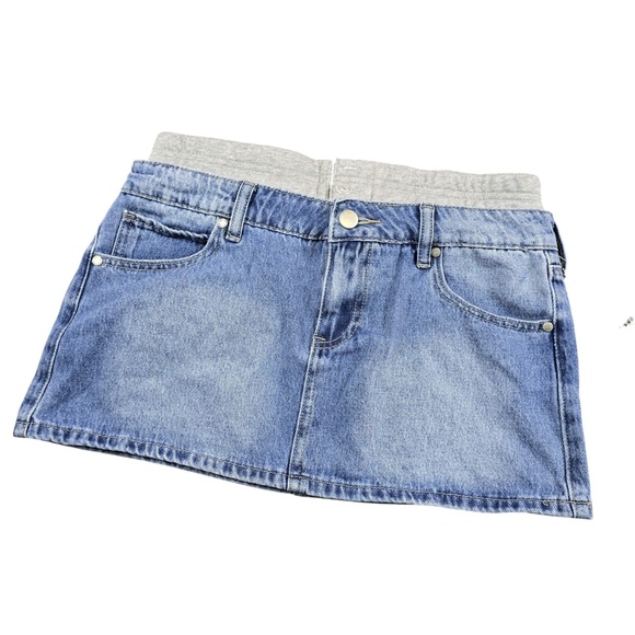 PTCL Denim Mini Skirt Women’s S Blue Elastic Waist NWT Gift Ready Y2K Style - Picture 15 of 15